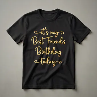 It's My Best Friend's Birthday Today Graphic Script T-Shirt