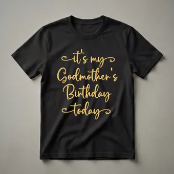 It's My Godmother's Birthday Today Gold Script T-Shirt
