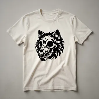 Wolf Skull Vintage Drawing Graphic T-Shirt for Wildlife Enthusiasts
