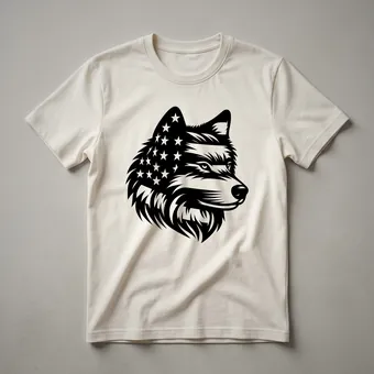 Wolf Head American Flag Graphic T-Shirt for Patriots