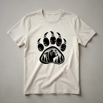 Grizzly Bear Paw Print Graphic T-Shirt for Wildlife Enthusiasts