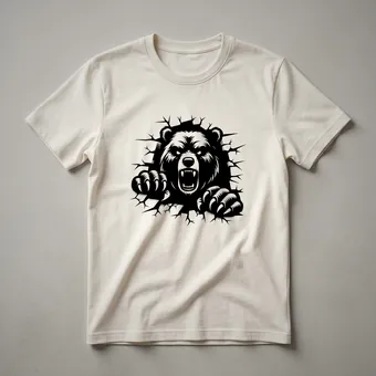 Angry Bear Vintage Wildlife Drawing T-Shirt for Nature Lovers