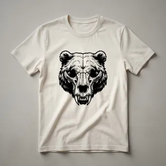Grizzly Bear Skull Vintage Wildlife Drawing T-Shirt for Nature Lovers