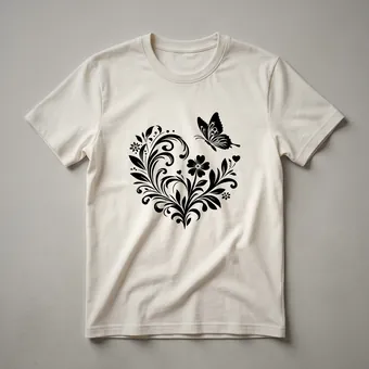Vintage Floral Butterfly Heart Graphic T-Shirt for Nature Lovers