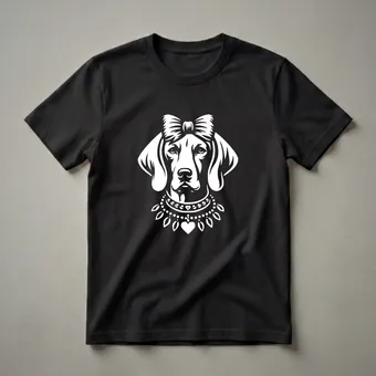 Vizsla Dog Mom Graphic T-Shirt with Bow and Heart Necklace