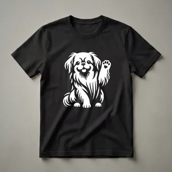 Pekingese Dog Waving Paw Heart Graphic T-Shirt for Dog Lovers