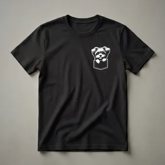 Cute Morkie Dog Peeking Out of Pocket Graphic T-Shirt for Dog Lovers
