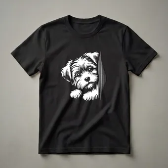 Cute Morkie Peeking Dog Graphic T-Shirt for Dog Lovers
