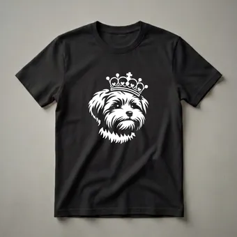 Morkie Dog Wearing Crown Graphic T-Shirt for Dog Lovers