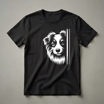 Peeking Australian Shepherd Dog Graphic T-Shirt for Aussie Lovers