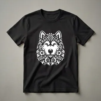 Floral Alaskan Malamute Dog Graphic T-Shirt for Dog Lovers