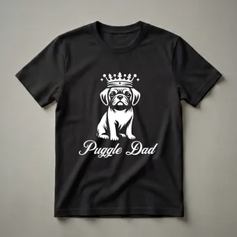 Puggle Dad Royal Crown Graphic T-Shirt for Dog Lovers