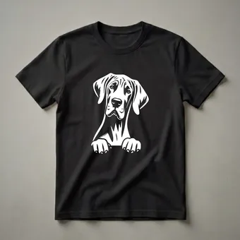 Peeking Great Dane Dog Graphic T-Shirt for Dog Lovers