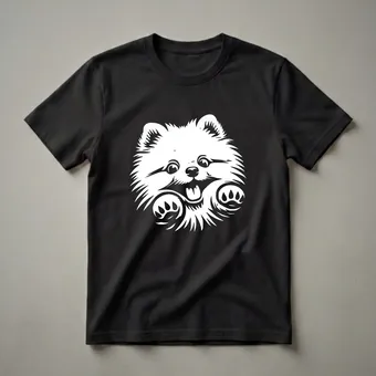 Funny Pomeranian Peeking Dog Graphic T-Shirt for Dog Lovers