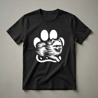 Pomeranian Running Dog Paw Print Graphic T-Shirt for Dog Lovers