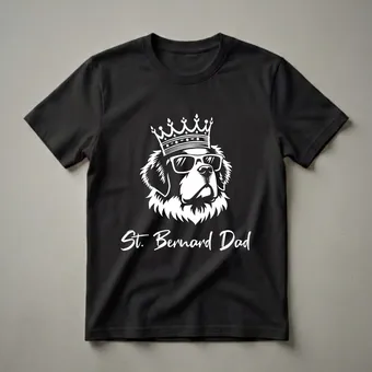 Saint Bernard Dad Crown and Sunglasses Graphic T-Shirt for Dog Lovers