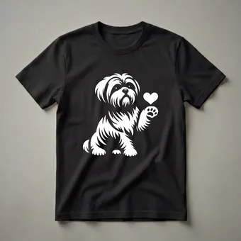 Shih Tzu Dog Love Heart Paw Graphic T-Shirt for Dog Lovers