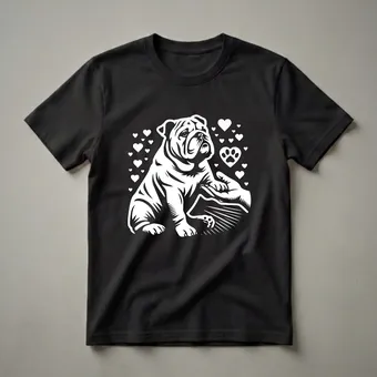 English Bulldog Paw Heart Graphic T-Shirt for Dog Lovers