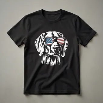 American Flag Weimaraner Dog Sunglasses Graphic T-Shirt for Dog Moms