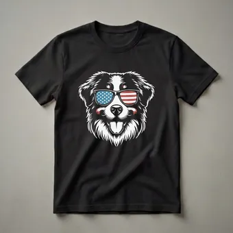 American Flag Sunglasses Bernese Mountain Dog Graphic T-Shirt