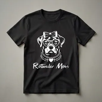 Rottweiler Mom Heart Graphic T-Shirt for Dog Lovers