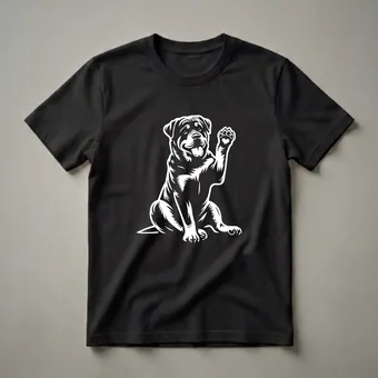 Rottweiler Sitting Dog Paw Heart Graphic T-Shirt for Dog Lovers