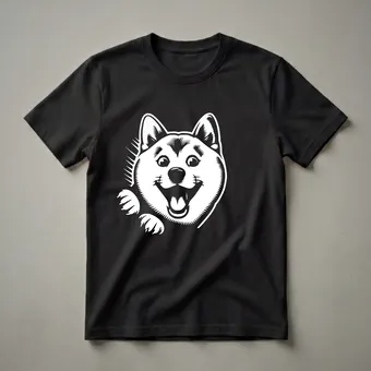 Funny Shiba Inu Peeking Dog Graphic T-Shirt for Dog Lovers