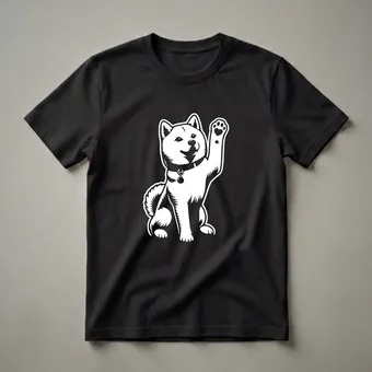 Shiba Inu Dog Sitting with Paw Raised Graphic T-Shirt for Dog Lovers