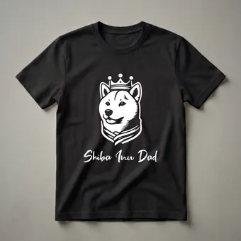 Shiba Inu Dad Graphic T-Shirt with Crown Design