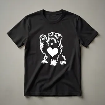 Bouvier des Flandres Dog Paw Heart Graphic T-Shirt for Dog Lovers