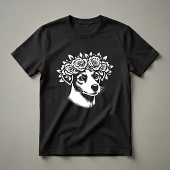 Floral Jack Russell Terrier Dog Flower Crown Graphic T-Shirt for Dog