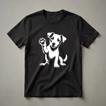 Jack Russell Terrier Waving Paw Heart Graphic T-Shirt for Dog Lovers
