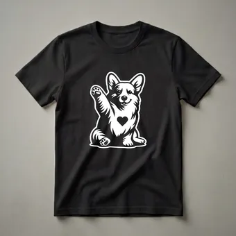 Corgi Dog Paw Heart Graphic T-Shirt for Dog Lovers
