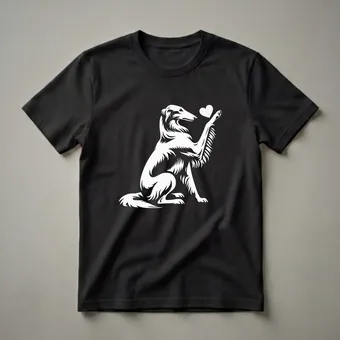 Borzoi Dog Paw Heart Graphic T-Shirt for Dog Lovers