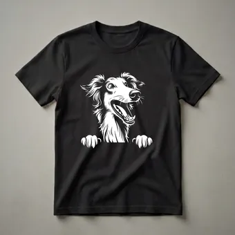 Cute Peeking Borzoi Dog Graphic T-Shirt for Dog Lovers