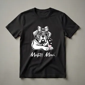 English Mastiff Mom Heart Graphic T-Shirt for Dog Lovers