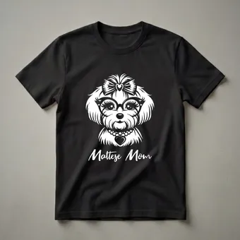 Maltese Mom Heart Graphic T-Shirt for Dog Lovers