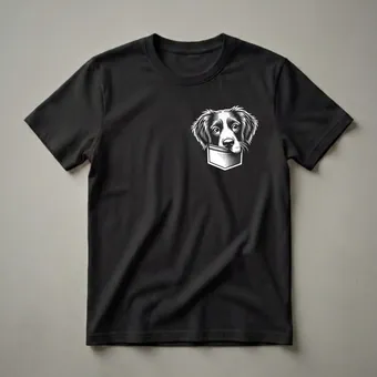Peeking Brittany Spaniel Dog Pocket Graphic T-Shirt for Dog Lovers