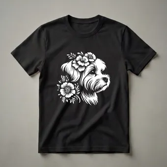 Floral Maltese Dog Graphic T-Shirt for Dog Moms and Dads