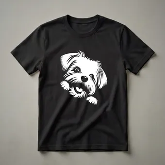 Funny Maltese Peeking Dog Graphic T-Shirt for Dog Lovers