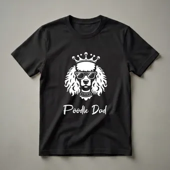 Poodle Dad Crown and Sunglasses Graphic T-Shirt for Dog Lovers