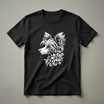 Floral Chinese Crested Dog Tribal Art T-Shirt for Dog Lovers