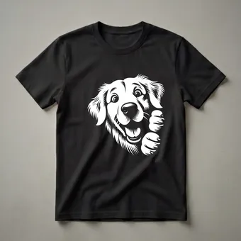 Funny Golden Retriever Peeking Dog Graphic T-Shirt for Dog Lovers