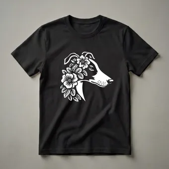 Floral Whippet Face Graphic T-Shirt for Dog Moms and Dads