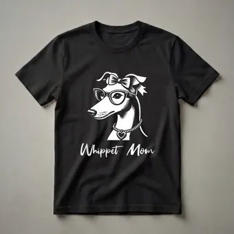 Whippet Mom Heart Graphic T-Shirt for Dog Lovers