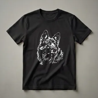 German Shepherd Face Line Art Graphic T-Shirt for Dog Lovers