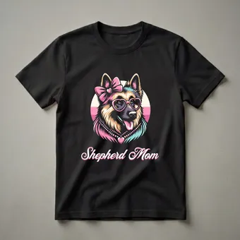 German Shepherd Mom Heart Graphic T-Shirt for Dog Lovers