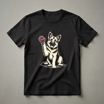 German Shepherd Dog Paw Heart Graphic T-Shirt for Dog Lovers