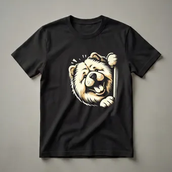 Funny Chow Chow Peeking Dog Graphic T-Shirt for Dog Lovers