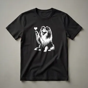 Shetland Sheepdog Sitting Dog Heart Graphic T-Shirt for Sheltie Lovers